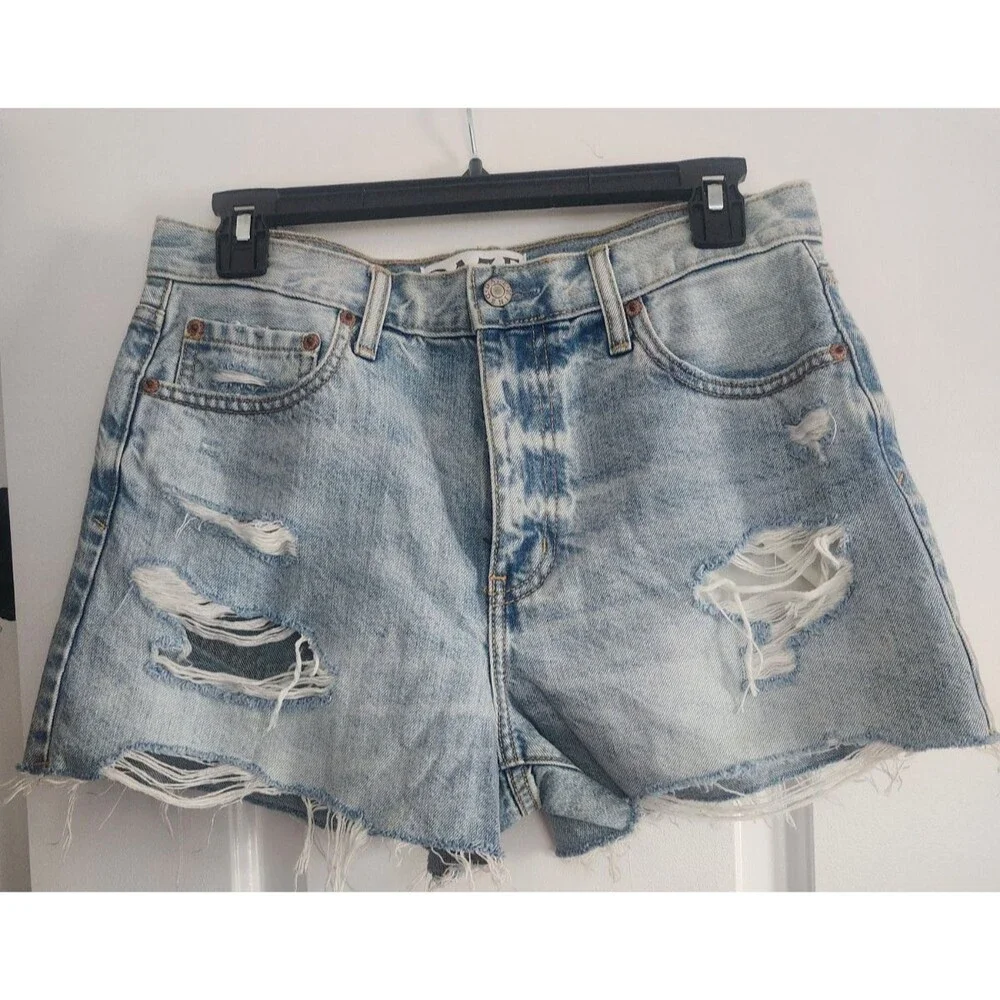 DAZE Denim Cutoff Shorts Womens Size 27 Small Light Wash High Rise Raw Hem NEW - Picture 10 of 10
